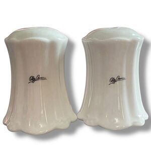 Vintage Oleg Cassini White Salt & Pepper Shakers with Stoppers